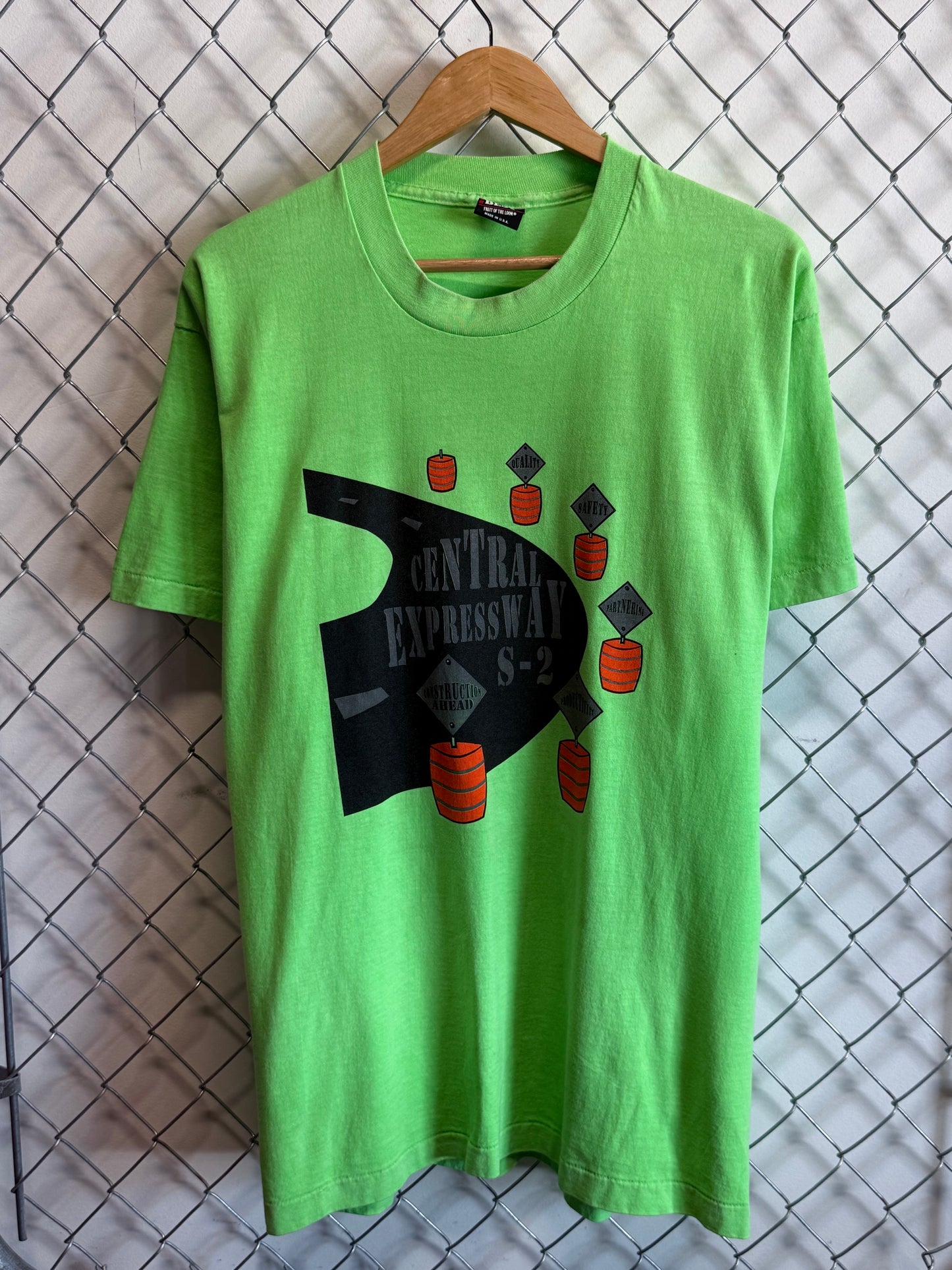 Vintage 80's Central Expressway Highway Construction Graphic Tee Size XL