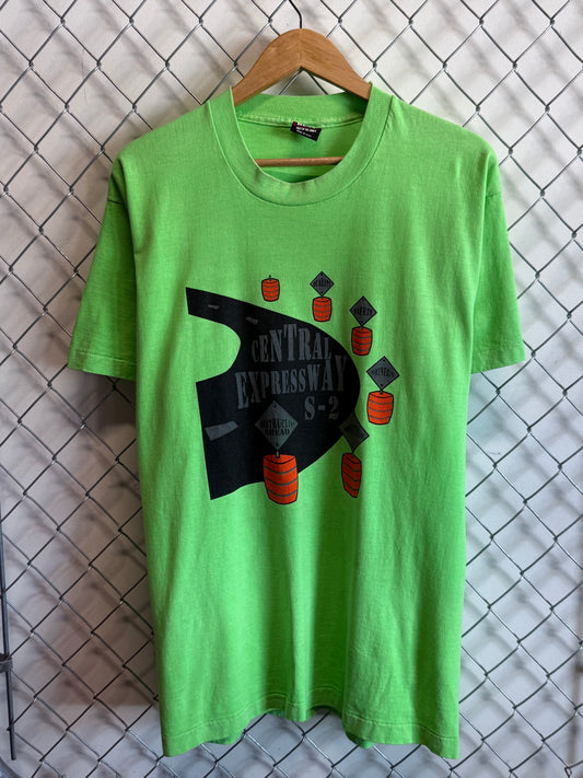 Vintage 80's Central Expressway Highway Construction Graphic Tee Size XL