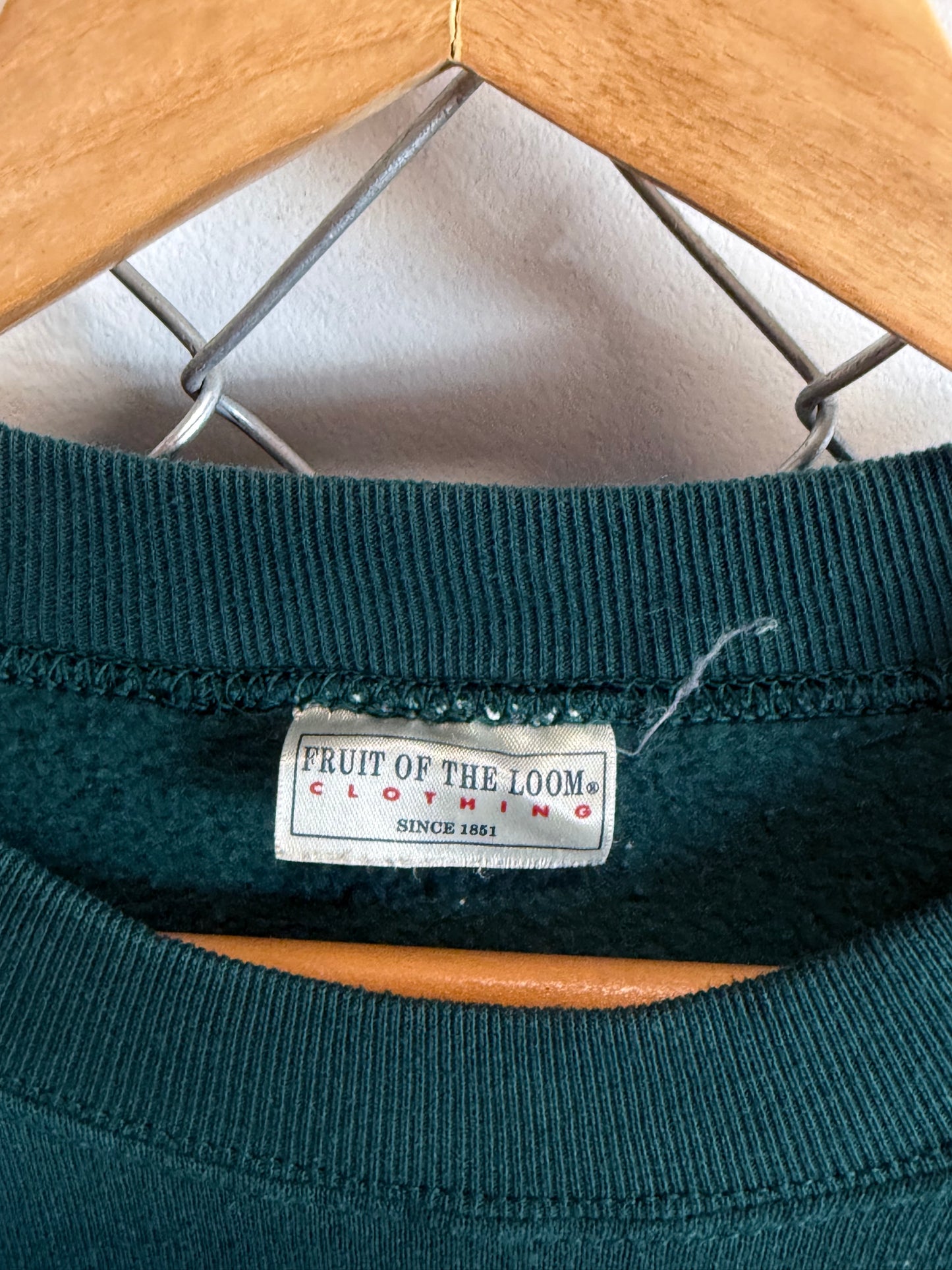 Vintage 90's Fruit of the Loom Green Blank Crewneck Sweater Size XL