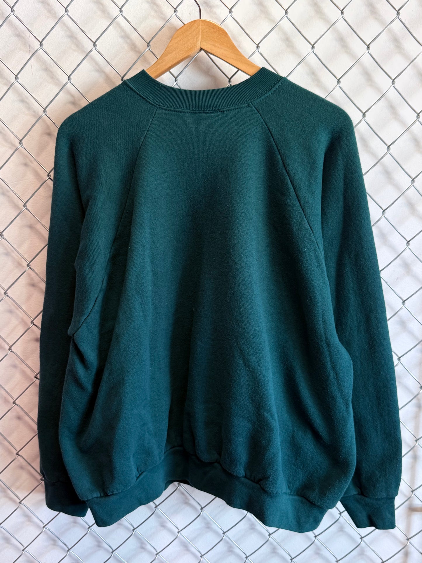 Vintage 90's Fruit of the Loom Green Blank Crewneck Sweater Size XL