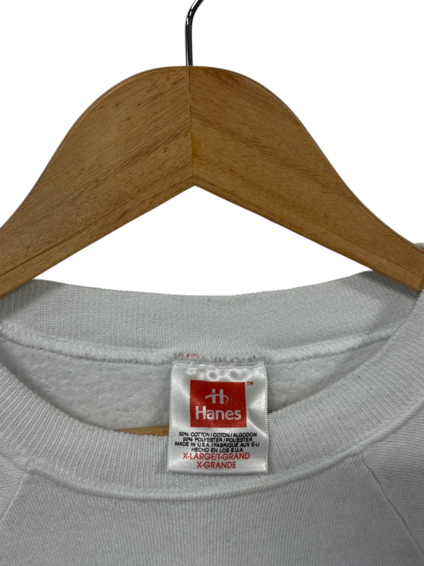 Vintage 90's Hanes White Blank Crewneck Sweater Size XL