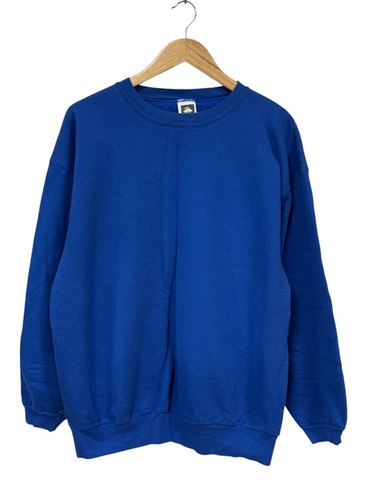 Vintage 90's Cotton Deluxe Blue Blank Crewneck Sweater Size XL