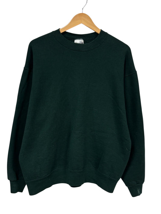 Vintage 90's Fruit of the Loom Dark Green Heavyweight Blank Sweater Size XL
