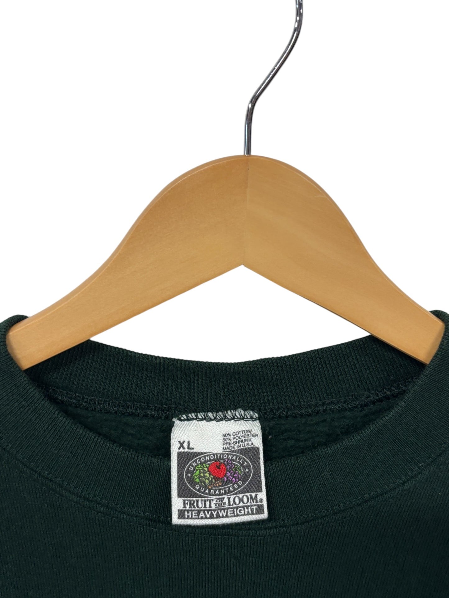 Vintage 90's Fruit of the Loom Dark Green Heavyweight Blank Sweater Size XL