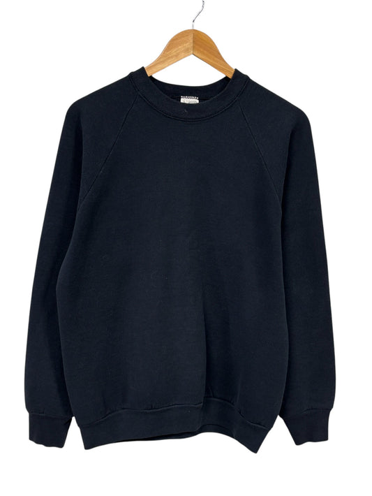 Vintage 90's Fruit of the Loom Black Blank Crewneck Sweater Size Large