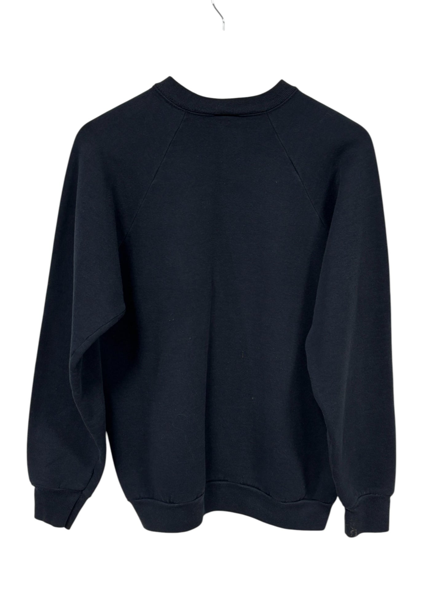 Vintage 90's Fruit of the Loom Black Blank Crewneck Sweater Size Large