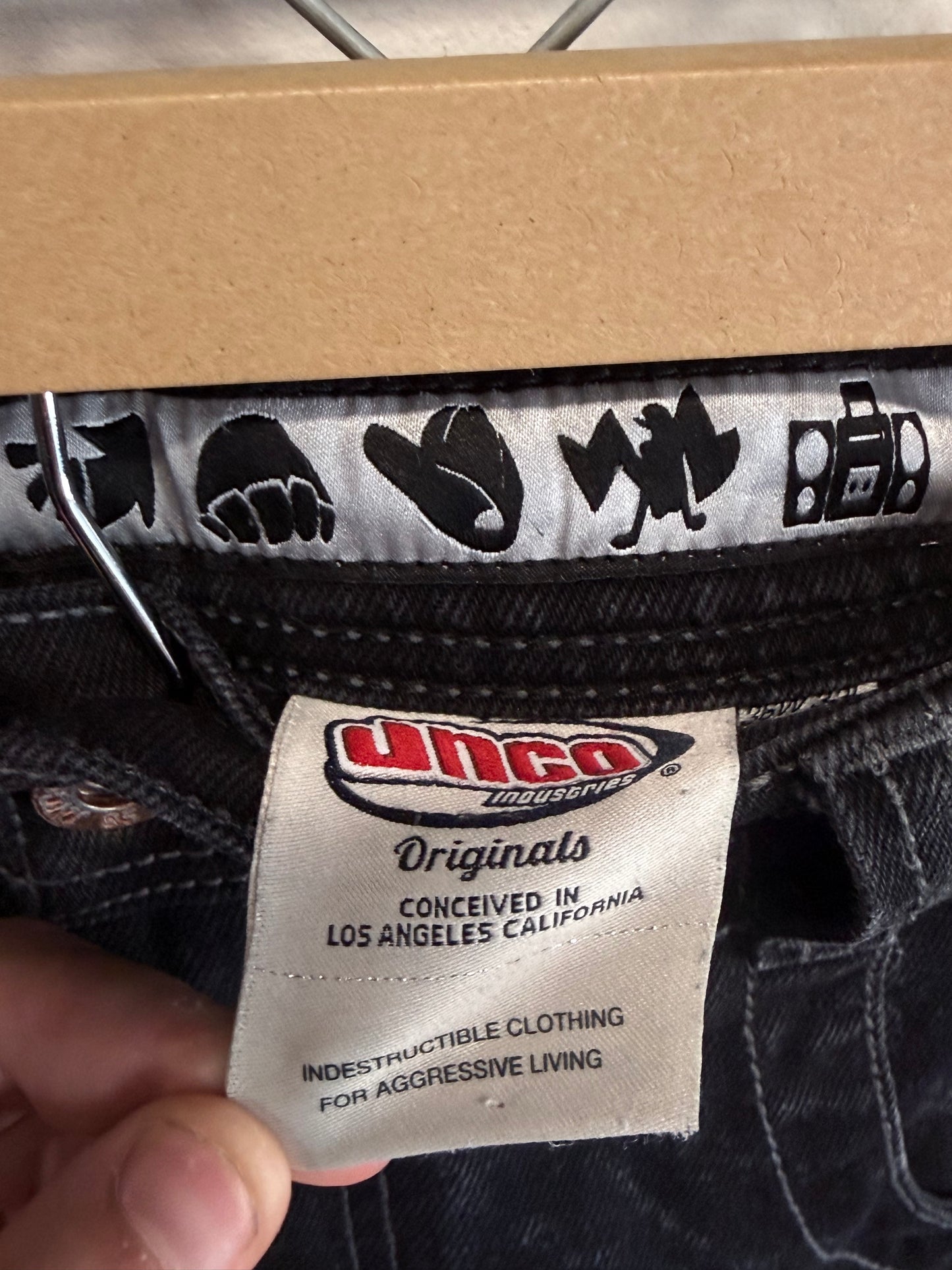 Vintage JNCO Jeans Black Stovepipe Wide Leg Denim Jeans Size 36x25