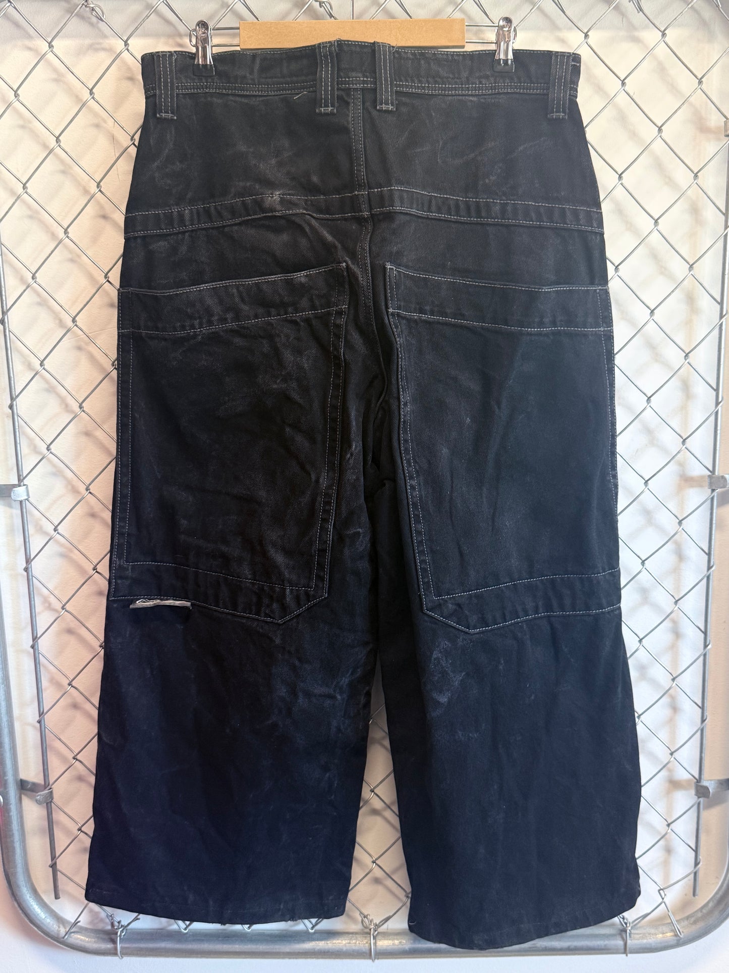Vintage JNCO Jeans Black Stovepipe Wide Leg Denim Jeans Size 36x25