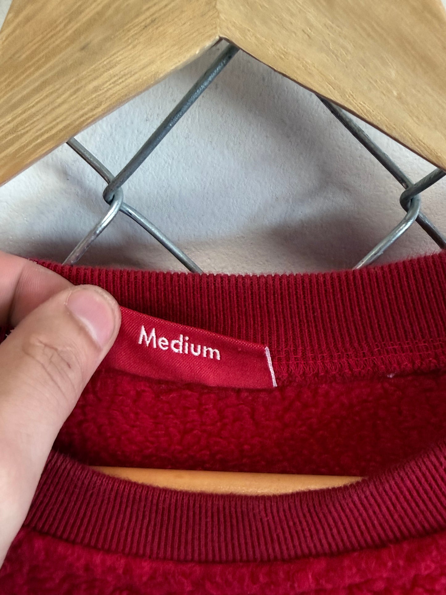 Supreme FW17 Polartec Deep Pile Red Crewneck Sweater Size Medium