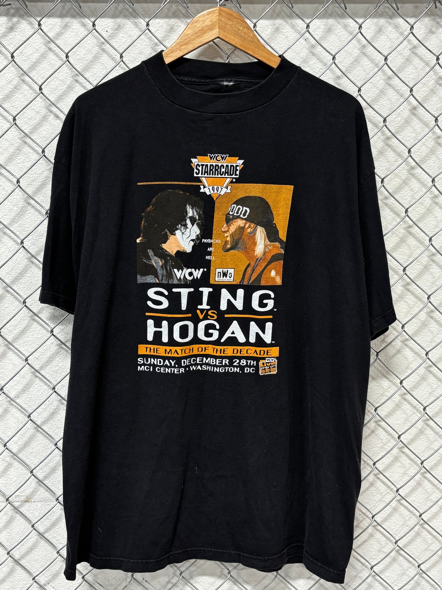 Vintage 1997 WCW Starrcade Sting Hogan Wrestling Graphic Tee Size XL