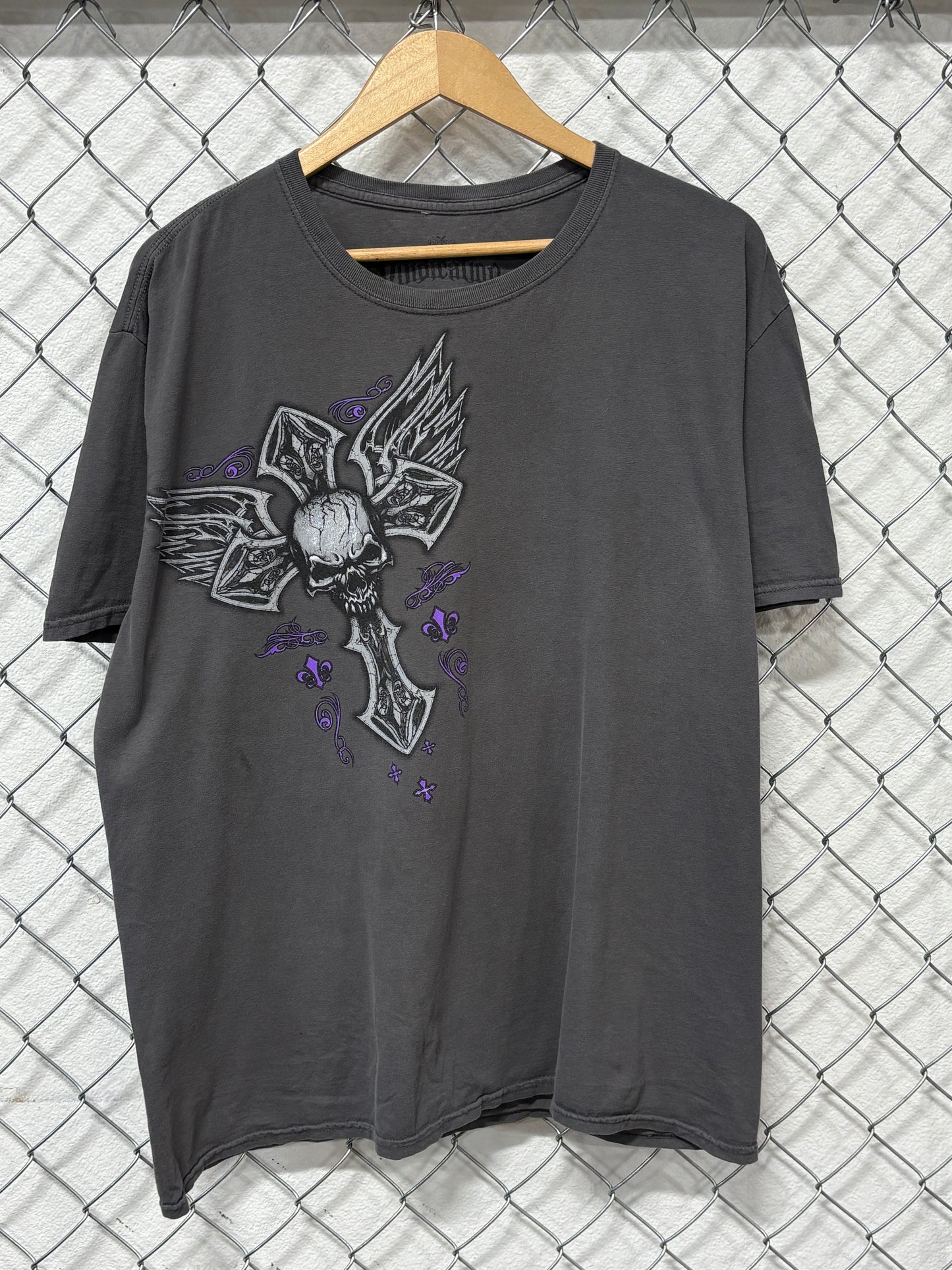 Y2K Affliction Style Skulls Graphic Tee Size XL