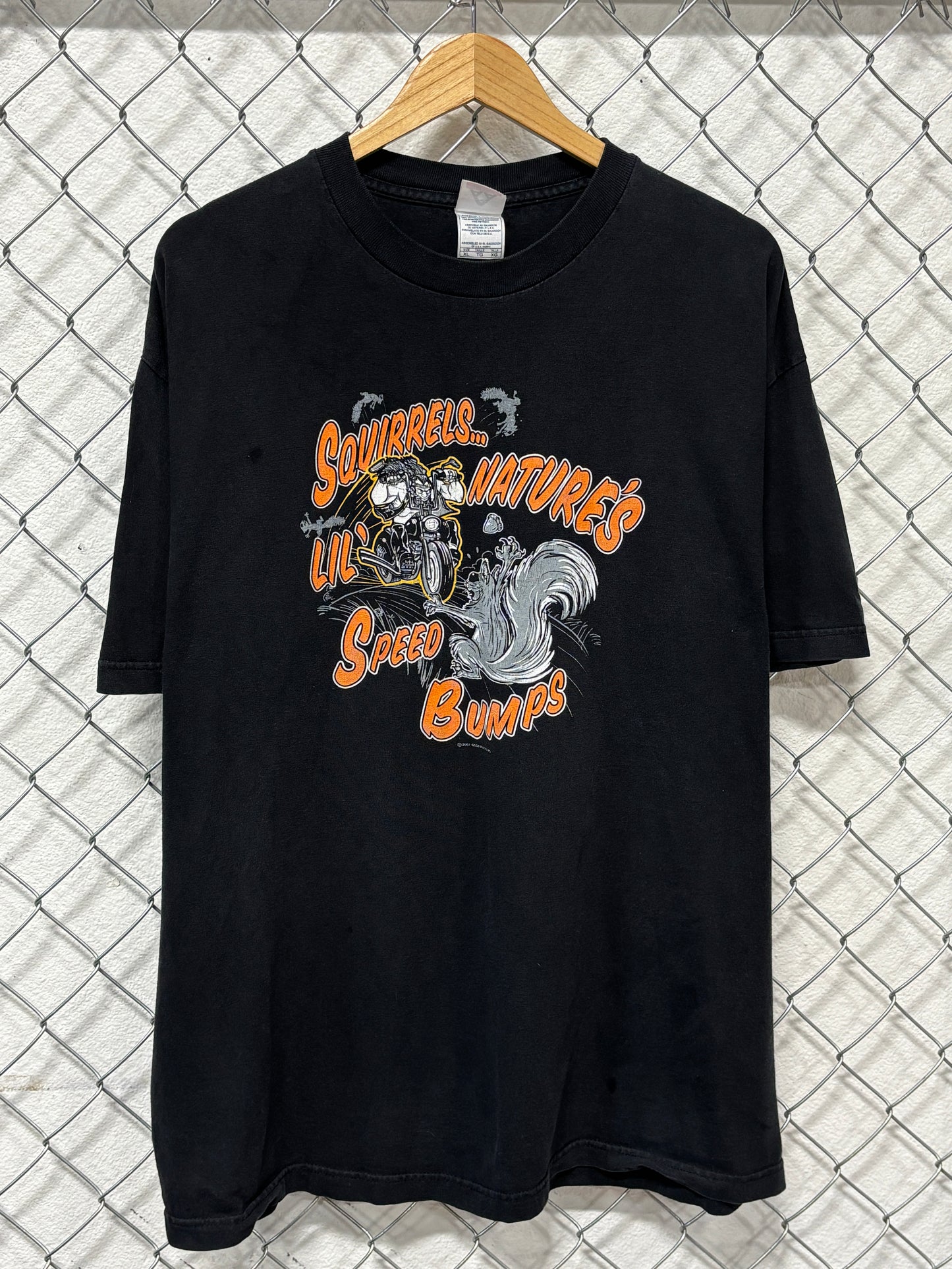 Y2K Squirrels Nature's Speedbumps Biker Graphic Tee Size XL