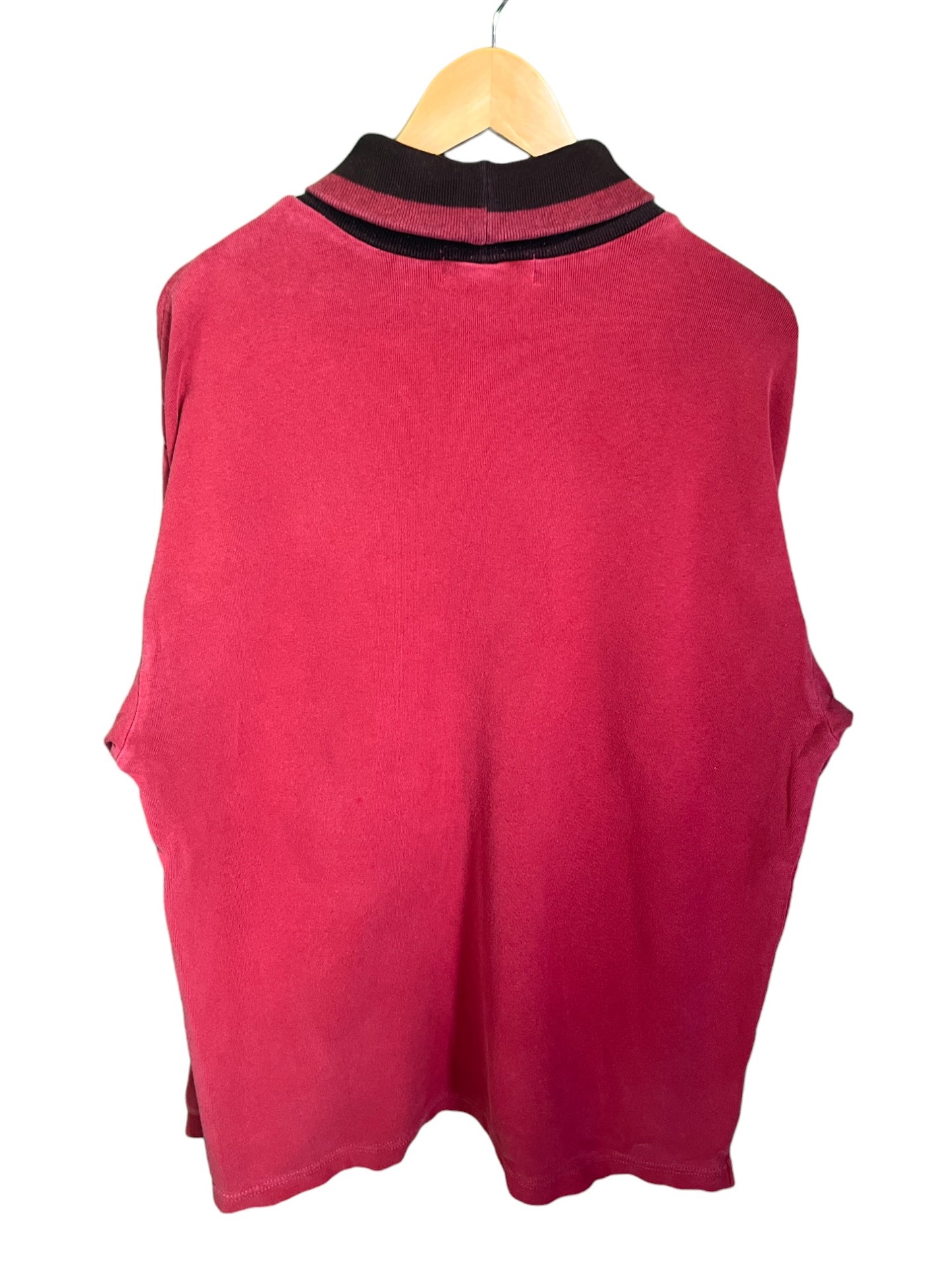 Vintage 90's Rocke Gear Red Overdyed Mock Neck Sweater Size Large