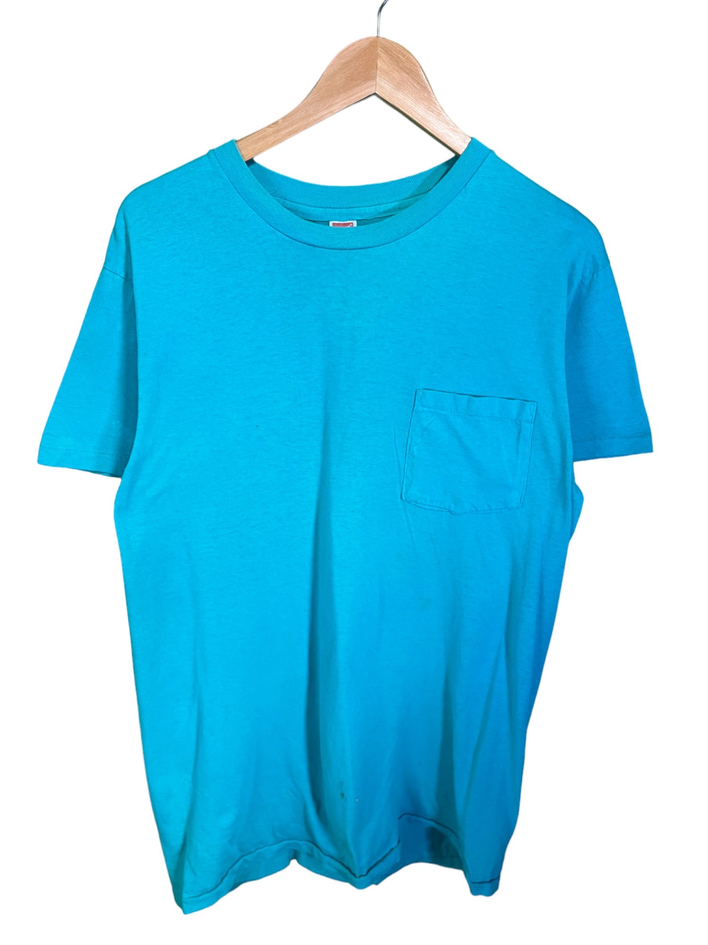 Vintage 80's Hanes Thin Blue Pocket Tee Size Large