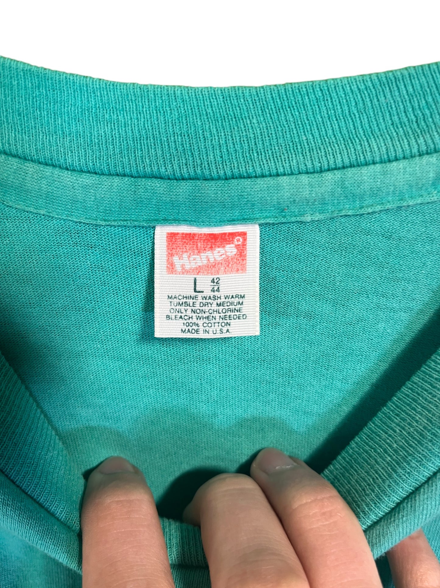 Vintage 80's Hanes Thin Blue Pocket Tee Size Large