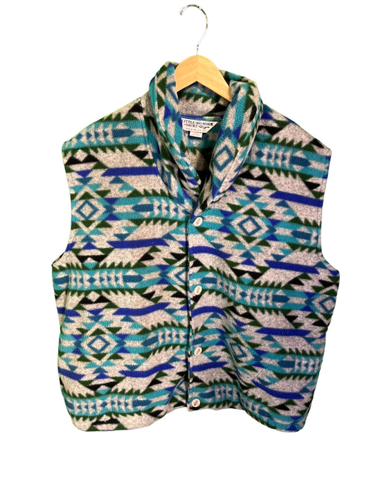 Vintage Aztec Print Little Big Horn Fleece Vest Size XL