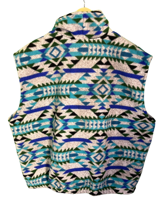 Vintage Aztec Print Little Big Horn Fleece Vest Size XL