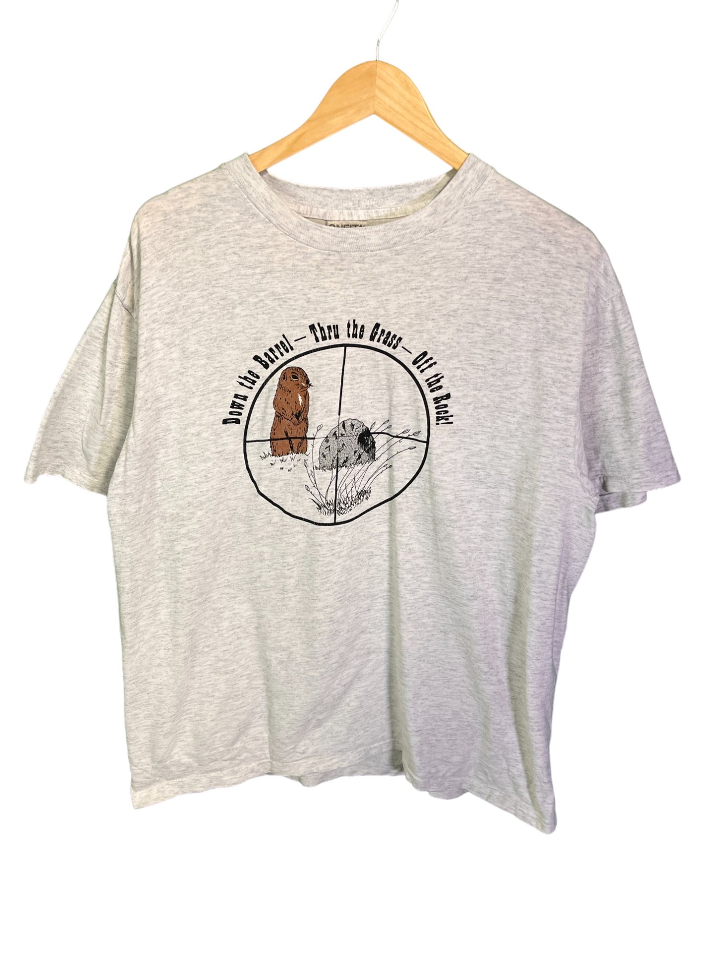 Vintage Down the Barrel Prairie Dog Hunting Graphic Tee Size Large