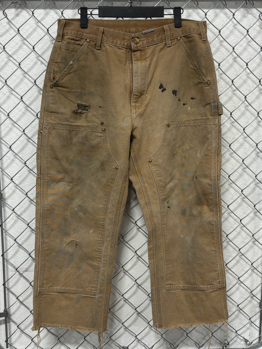 Vintage Carhartt Made in USA Brown Double Knee Carpenter Pants Size 32x23
