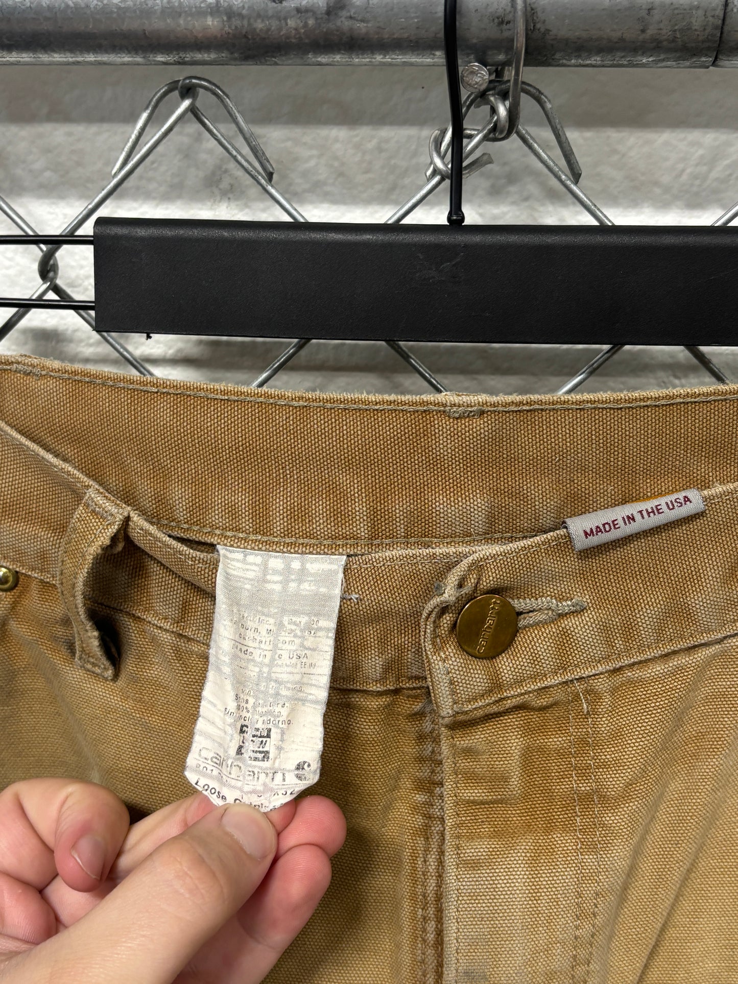 Vintage Carhartt Made in USA Brown Double Knee Carpenter Pants Size 32x23