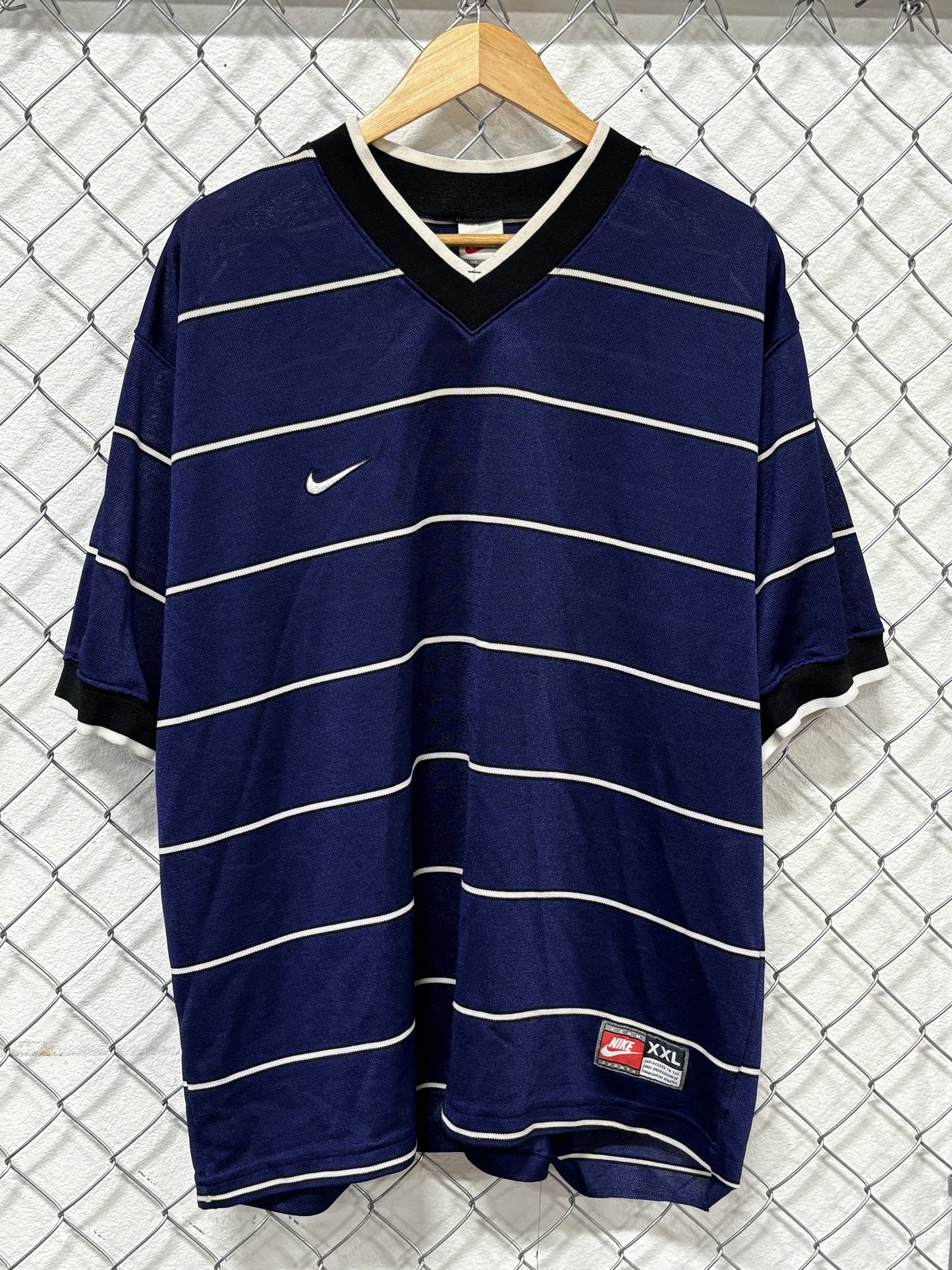 Vintage 90's Nike Soccer Jersey Style Striped Shirt Size XXL