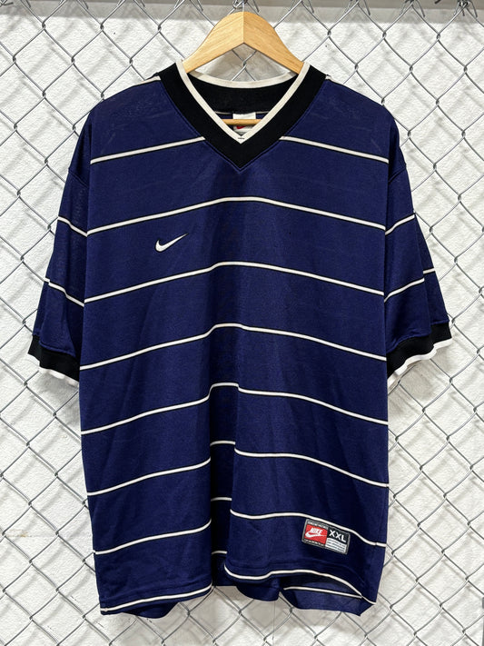 Vintage 90's Nike Soccer Jersey Style Striped Shirt Size XXL