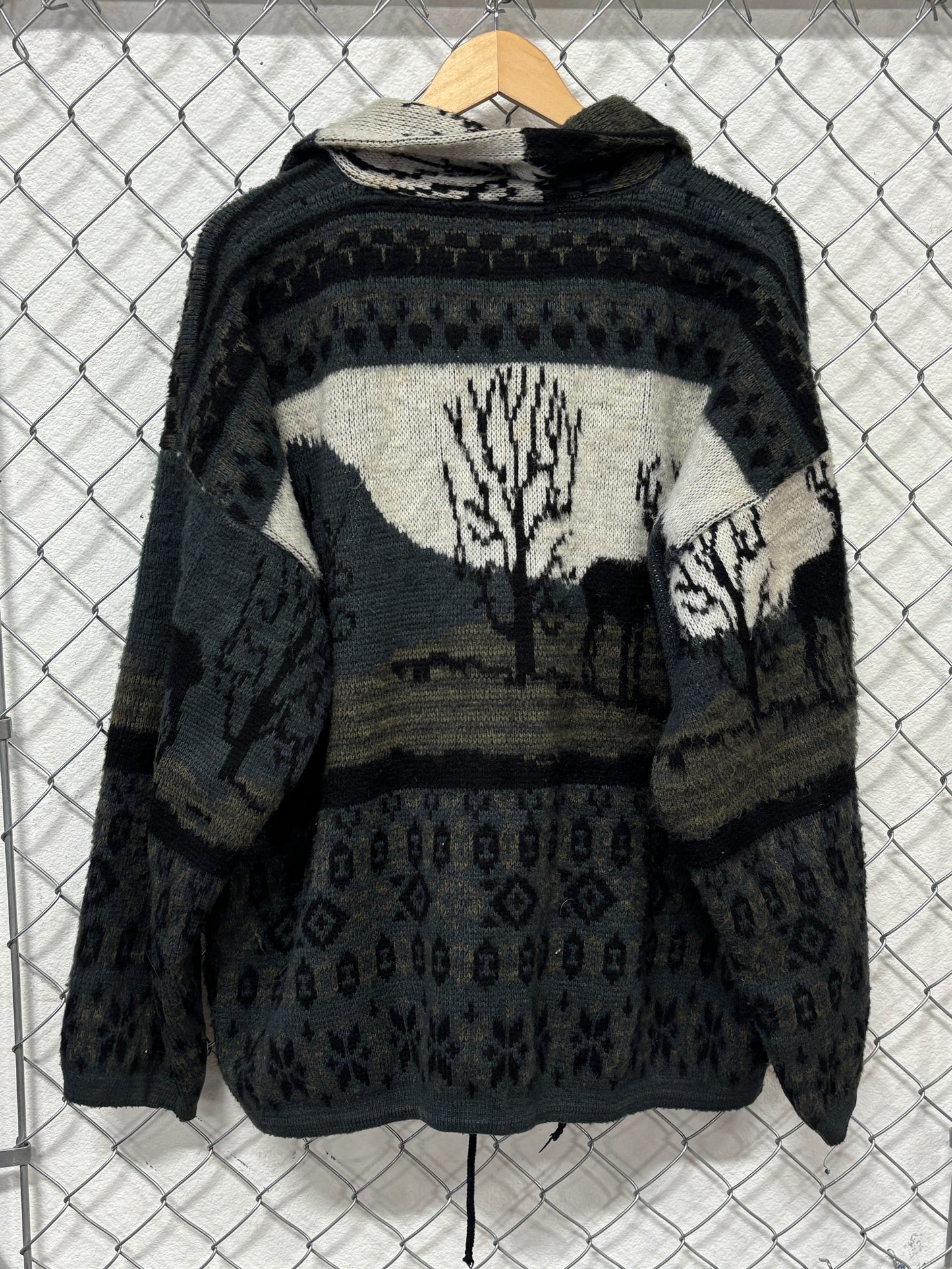 Vintage Alpaca Connection Handmade Nature Knit Hoodie Size XXL