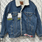 Vintage 90's Levi's Sherpa Lined Painted Denim Jacket Size XL