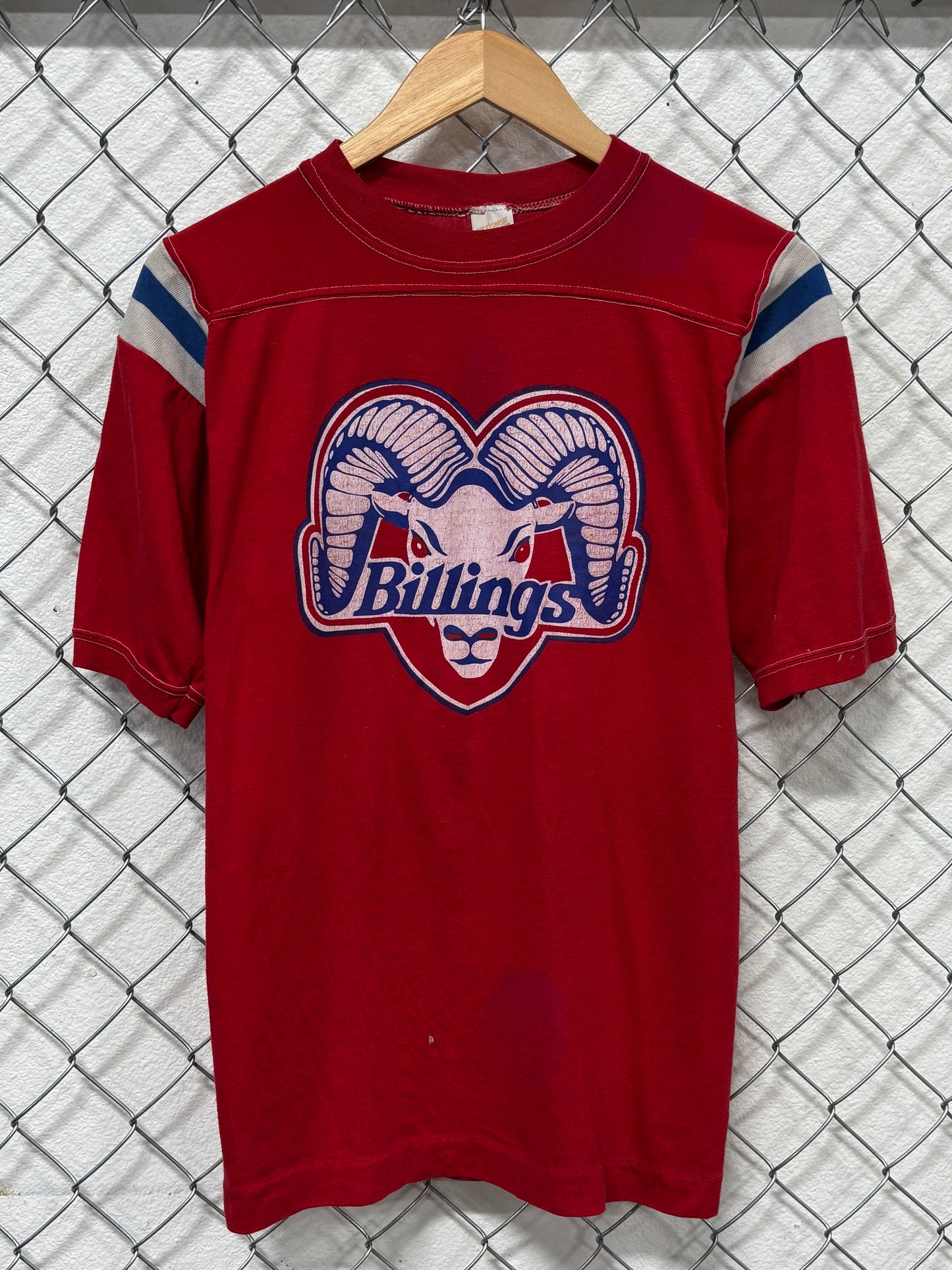 Vintage 90's Billings Rams Hockey Team Puck Stopper Tee Size Large