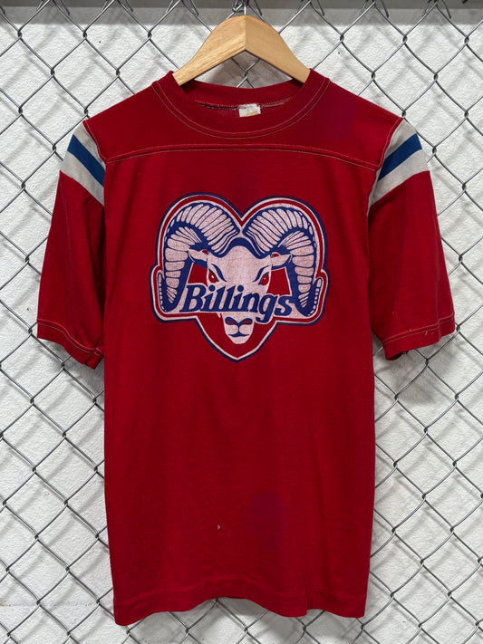 Vintage 90's Billings Rams Hockey Team Puck Stopper Tee Size Large
