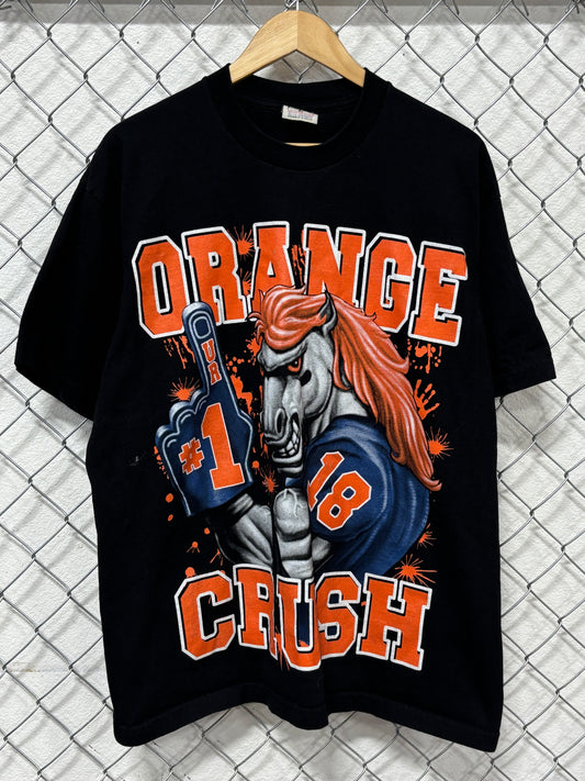 Vintage Y2K Denver Broncos Orange Crush Big Print NFL Graphic Tee Size XL