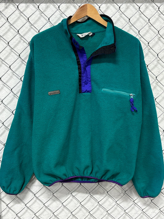 Vintage 90's Columbia Made in USA Blue Snap T Fleece Sweater Size Large