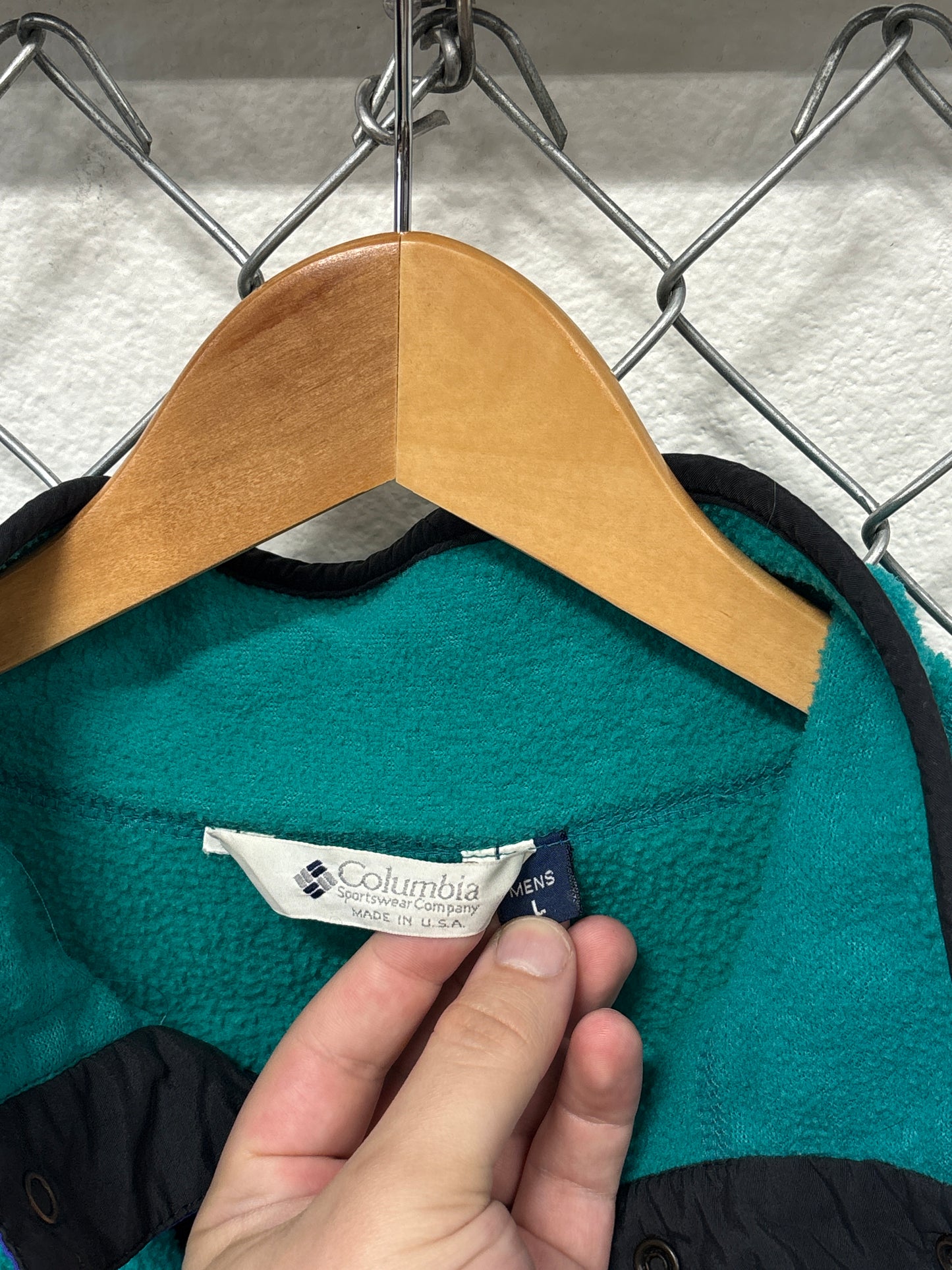 Vintage 90's Columbia Made in USA Blue Snap T Fleece Sweater Size Large
