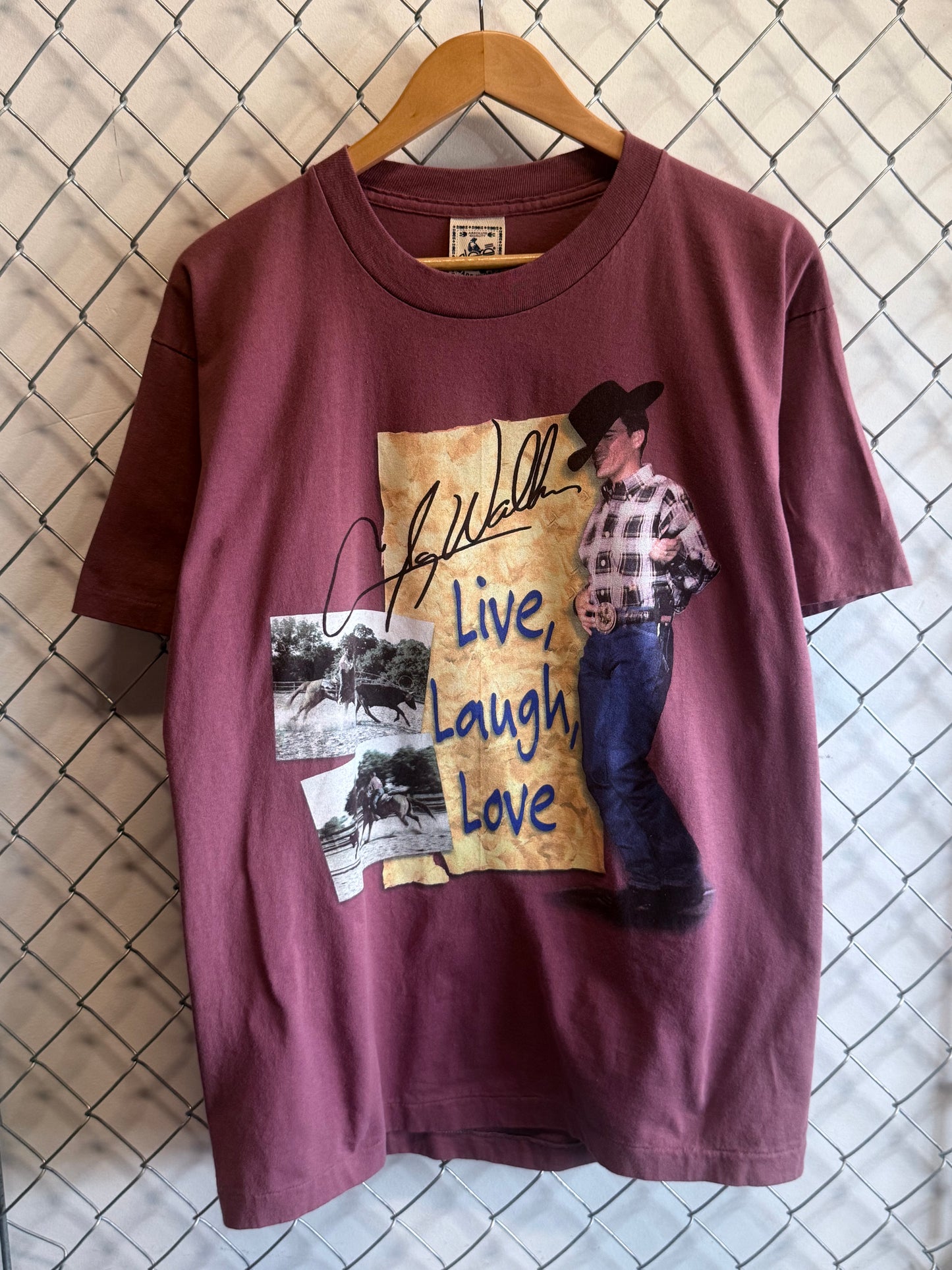 Vintage 90's Clay Walker Live Laugh Love Country Music Tee Size Large