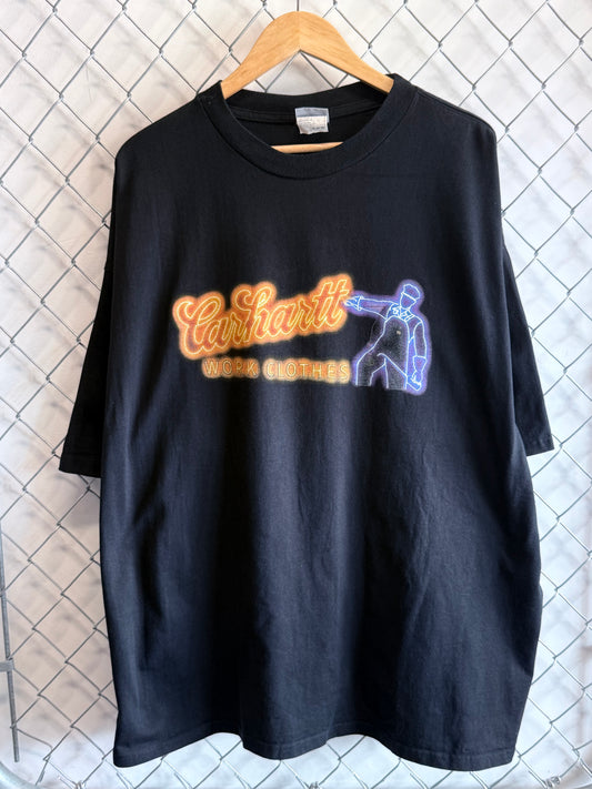 Vintage Carhartt Work Clothes Neon Graphic Tee Size XXL