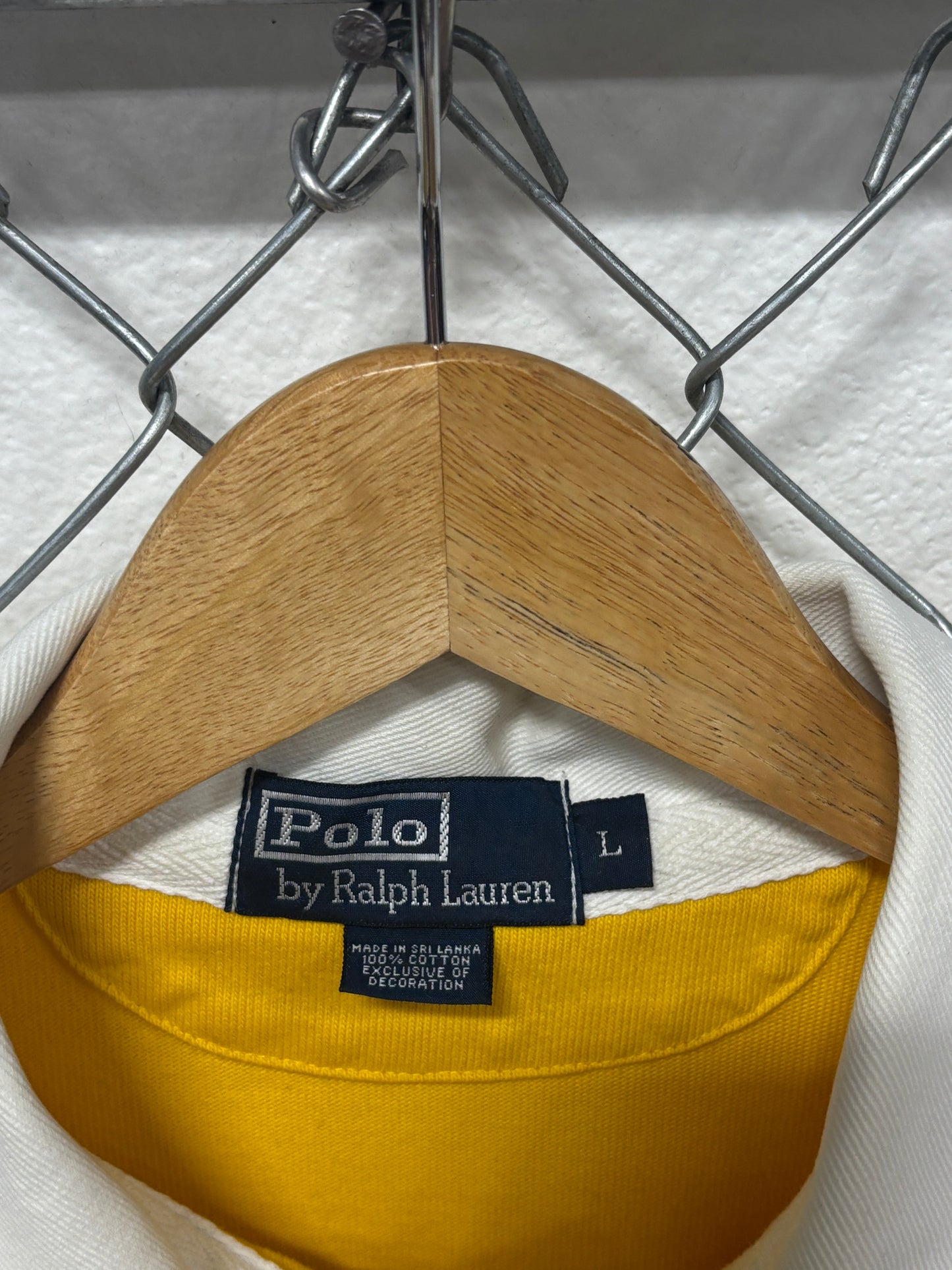 Vintage Polo Ralph Lauren RLPC Yellow Rugby Shirt Size Large