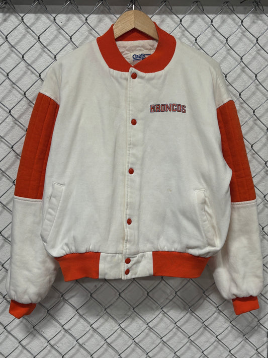 Vintage 90's Chalk Line Denver Broncos White Bomber Jacket Size XL
