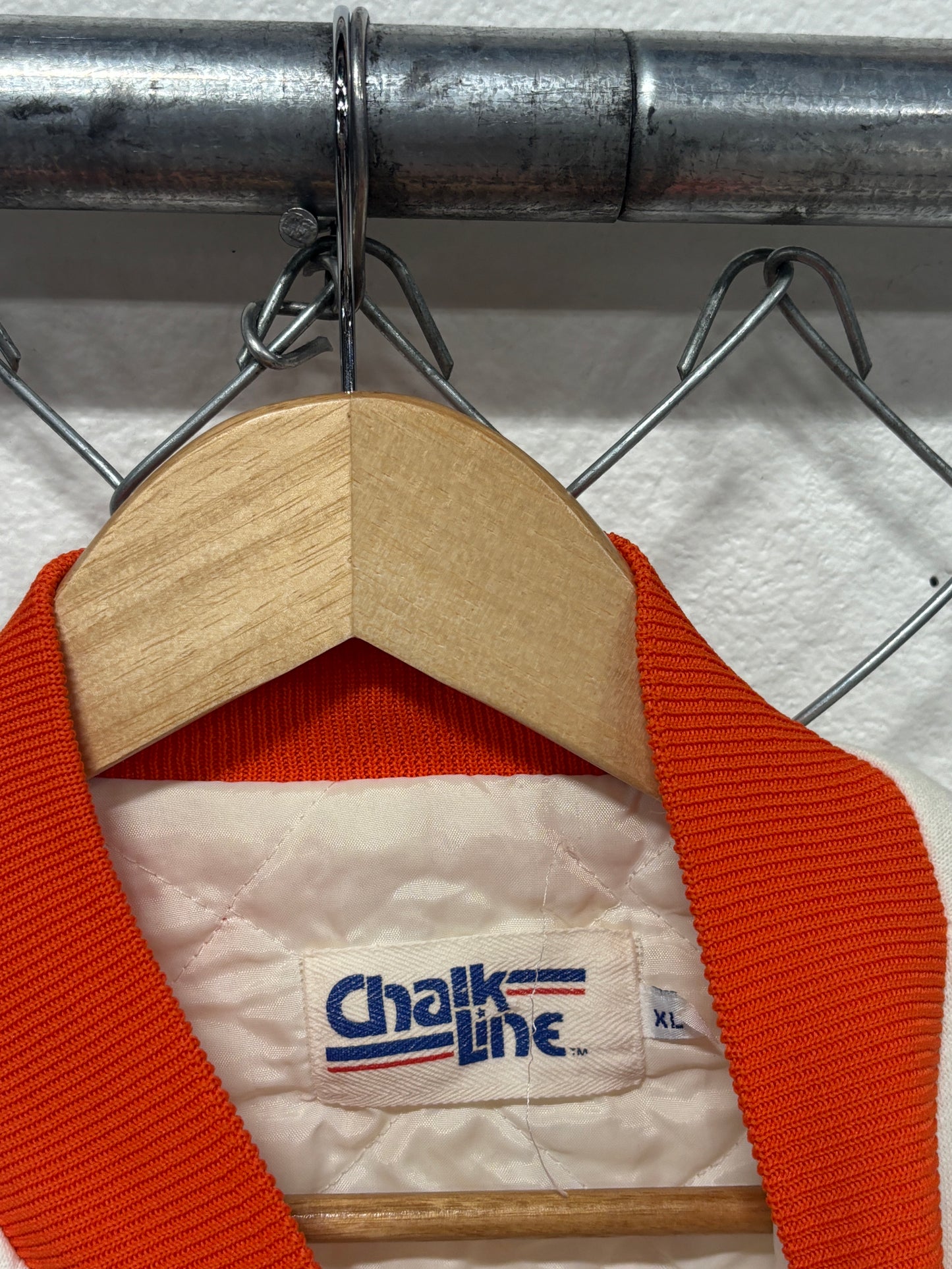 Vintage 90's Chalk Line Denver Broncos White Bomber Jacket Size XL