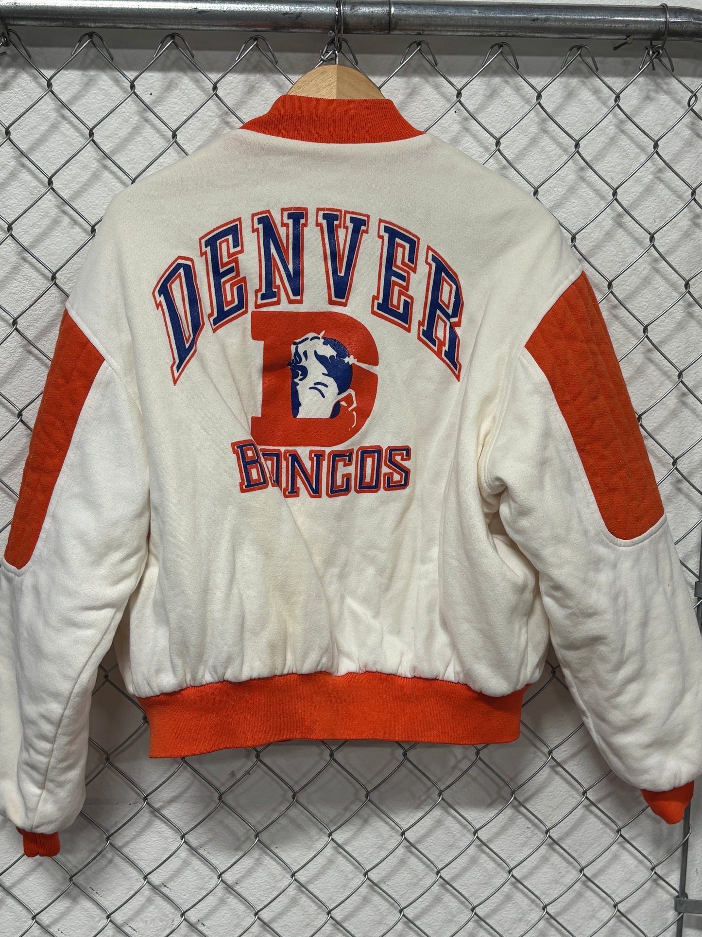 Vintage 90's Chalk Line Denver Broncos White Bomber Jacket Size XL