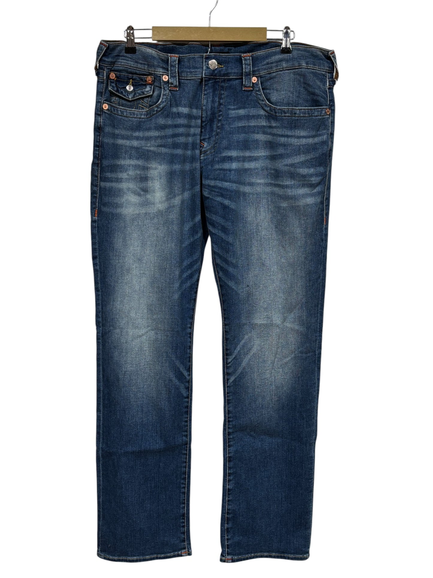 True Religion Ricky Relaxed Straight Fit Denim Jeans Size 38x32