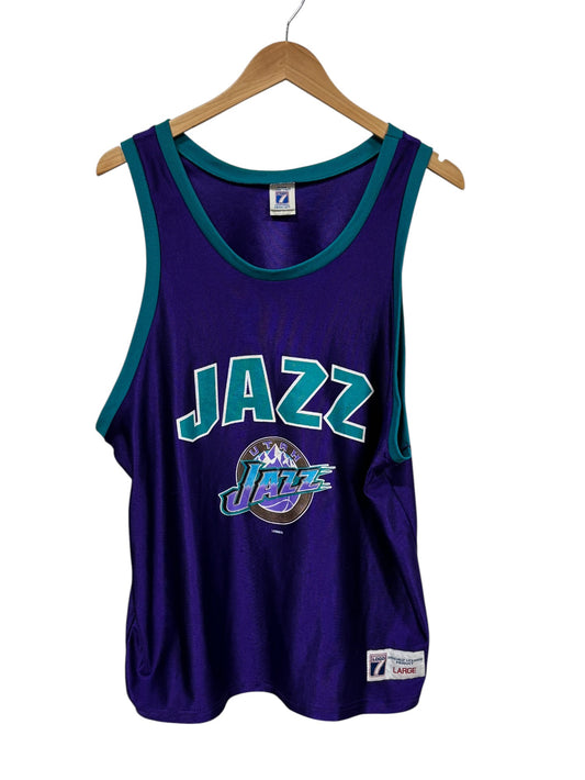 Vintage 90's Logo 7 Utah Jazz Old Logo NBA Jersey Size Large