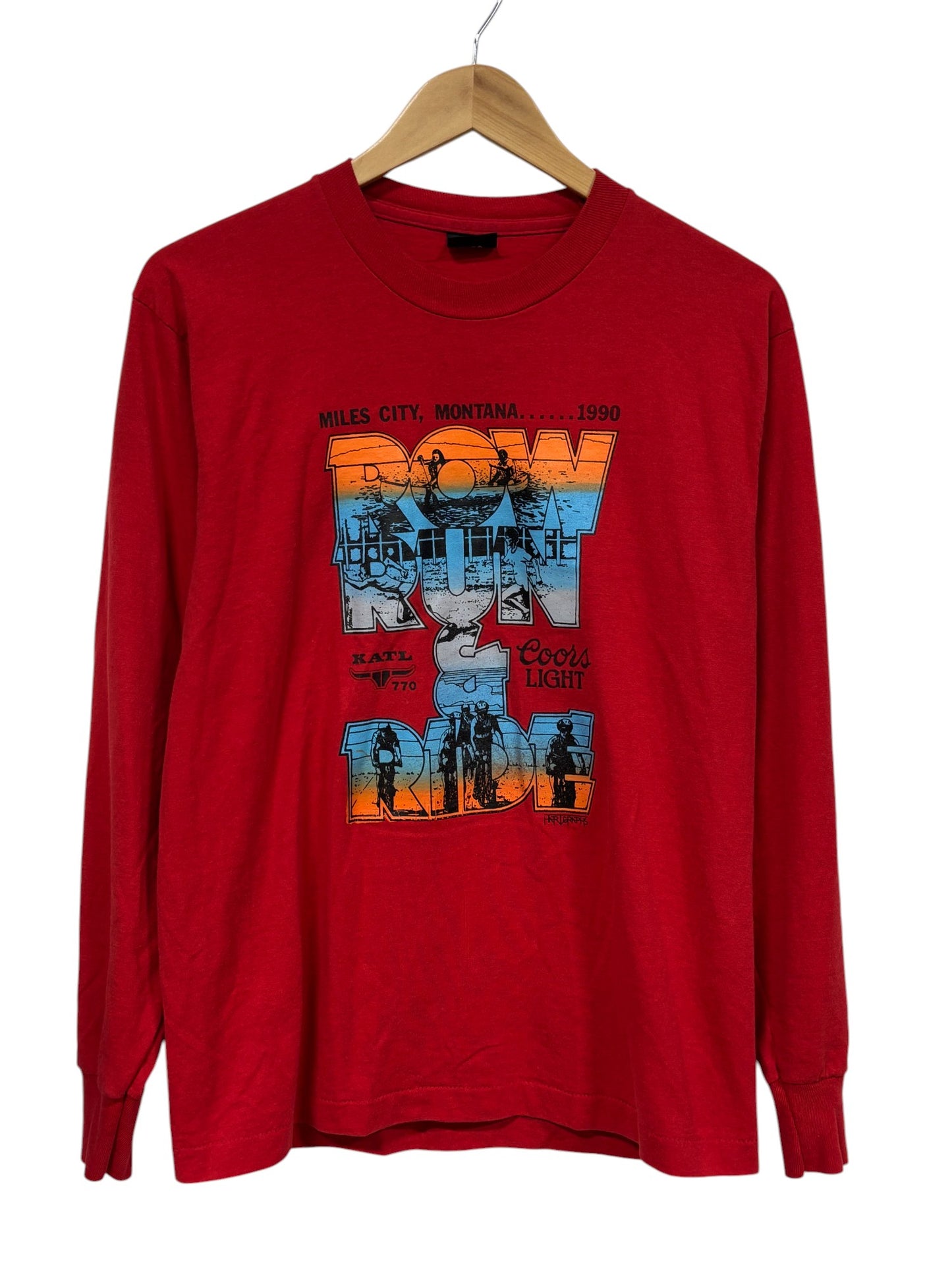 Vintage 1990 Miles City Montana Row Run Ride Marathon Shirt Size Large