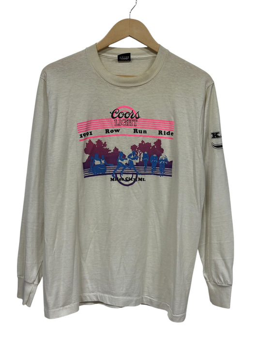 Vintage 1991 Coors Light Row Run Ride Triathlon Shirt Size Large