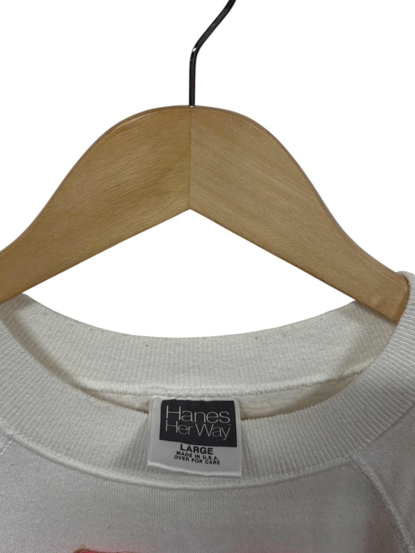 Vintage 90's Hanes Her Way Embroidered Bumble Bee Flower Sweater Size Large