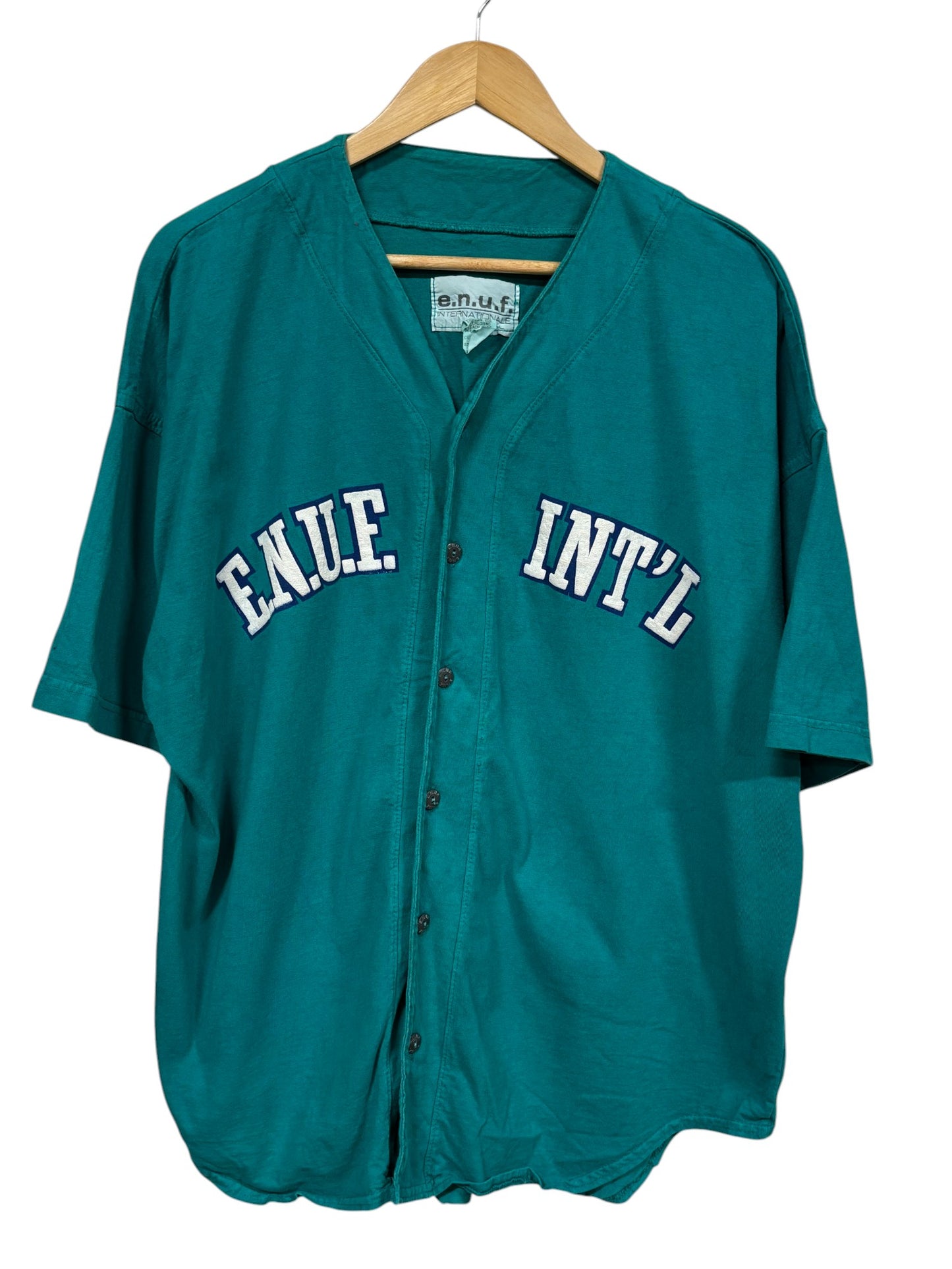 Vintage 90's ENUF International Baseball Jersey Style Tee Size Small