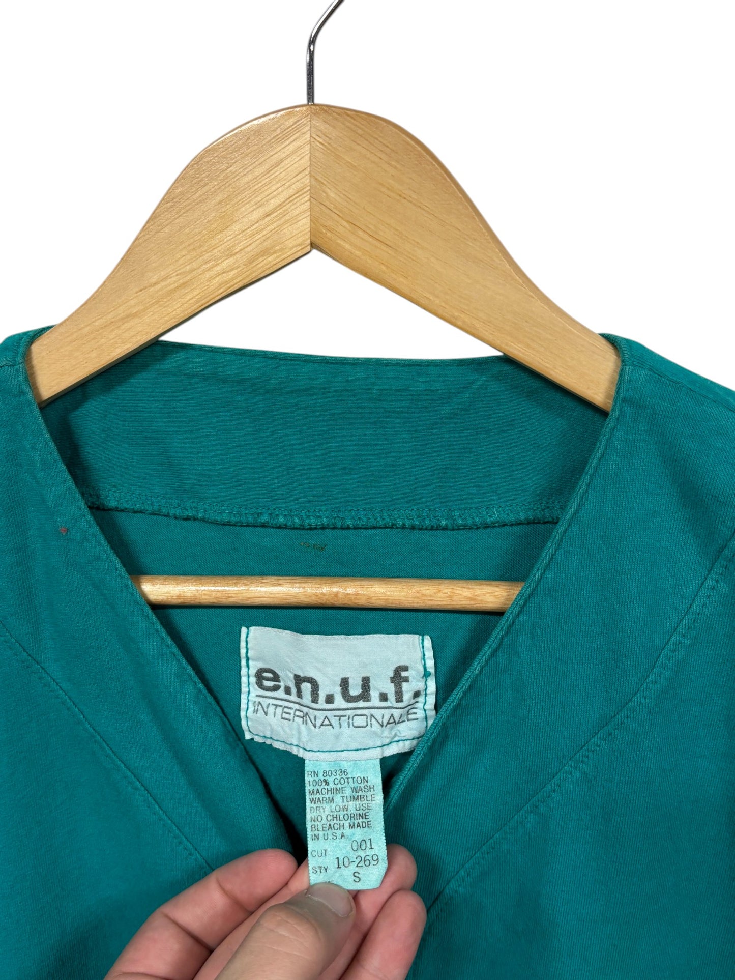 Vintage 90's ENUF International Baseball Jersey Style Tee Size Small