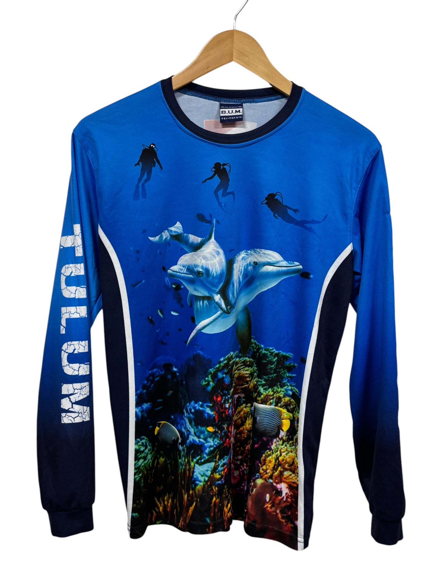 Vintage 90's BUM Equipment Aquatic Life AOP Long Sleeve Shirt Size Small