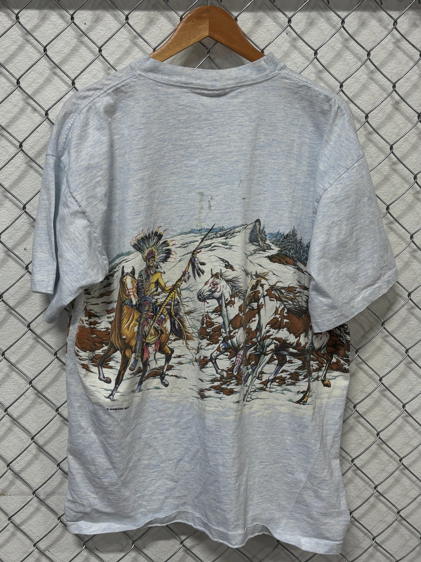 Vintage 90's Montana Native American Chief Nature Art Graphic Tee Size XL