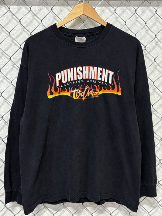 Vintage Y2K Tito Ortiz MMA Punishment Flames Long Sleeve Shirt Size XL