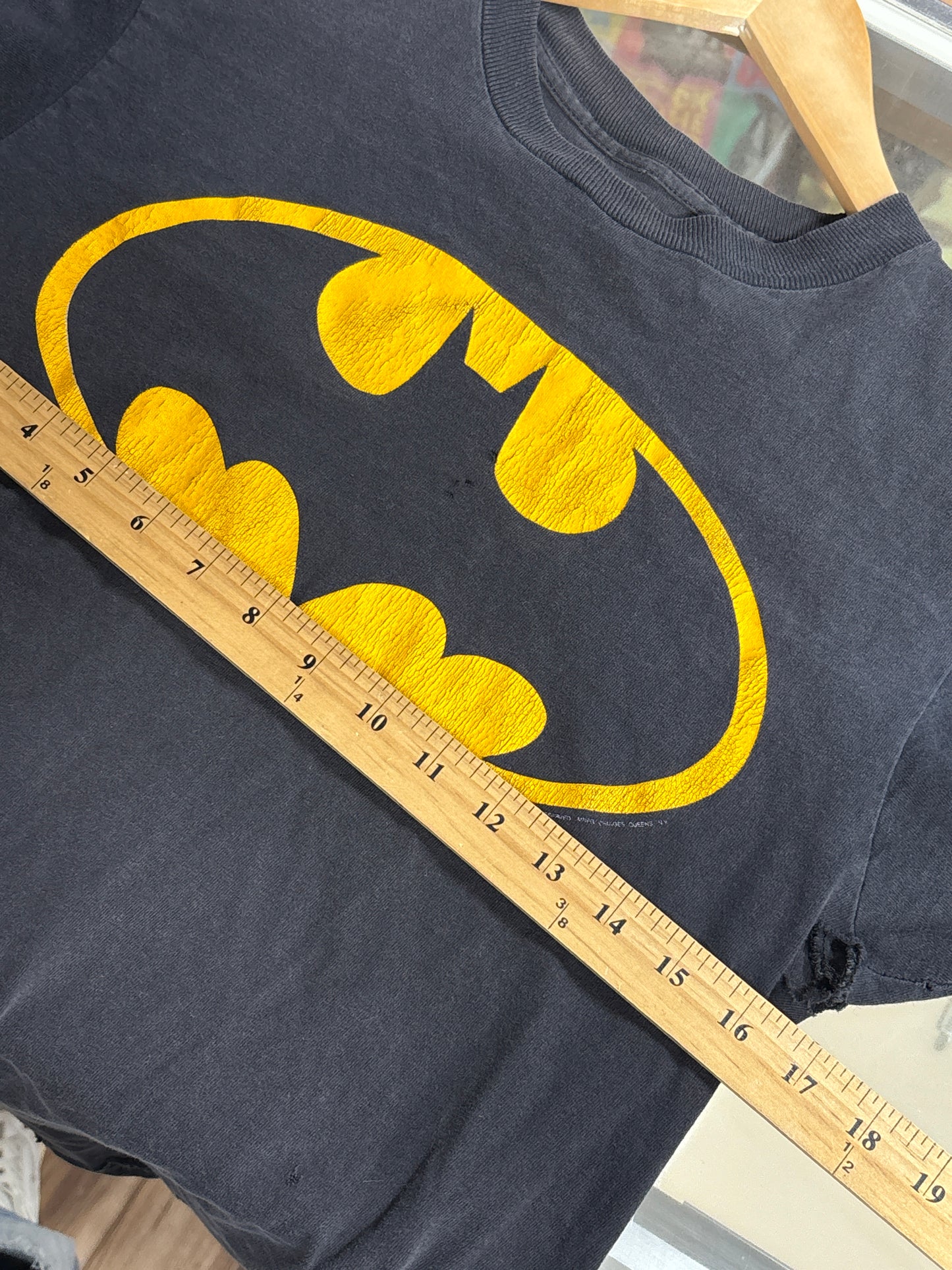 Vintage 80's Thrashed Batman Logo Comic Book Graphic Tee Size Small